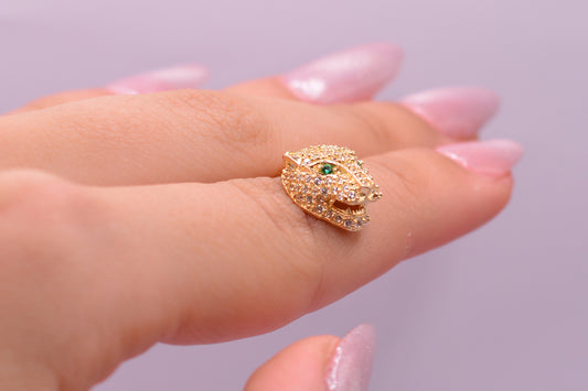 Dije Pantera circones verdes / 2.67 Gr / 2 Cm / Oro amarillo 18k