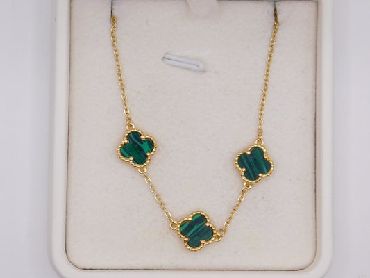 Pulso Trebol verde y dorado roll on / 4,12 Gr / 18 Cm / Oro amarillo 18k