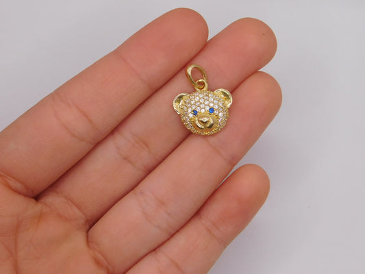 Dije Cara oso circones / 2,40 Gr / 1,8 Cm / Oro amarillo 18k